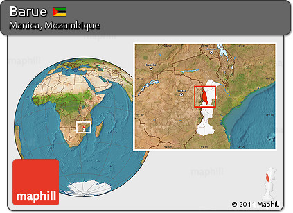 Satellite Location Map of Barue, highlighted parent region