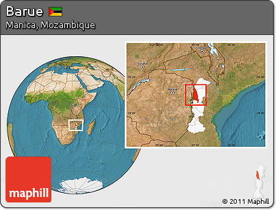 Satellite Location Map of Barue, highlighted parent region