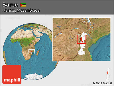 Satellite Location Map of Barue, highlighted parent region