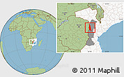Savanna Style Location Map of Barue, highlighted country, highlighted parent region