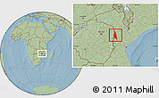 Savanna Style Location Map of Barue, hill shading