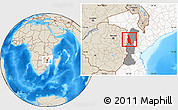 Shaded Relief Location Map of Barue, highlighted country, highlighted parent region