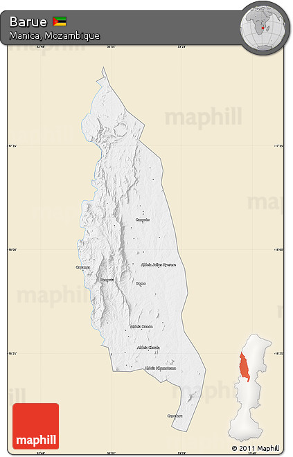 Classic Style Map of Barue, single color outside