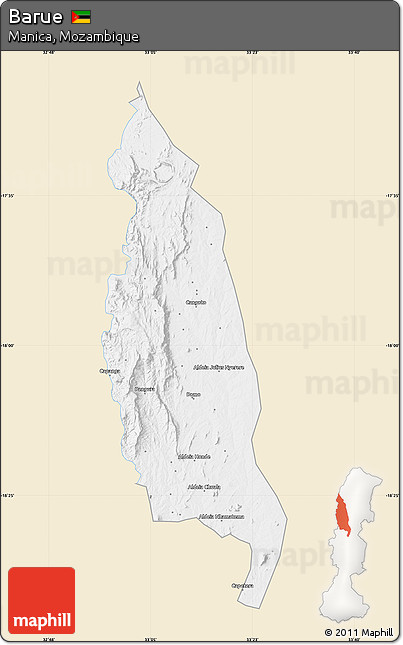 Classic Style Map of Barue, single color outside