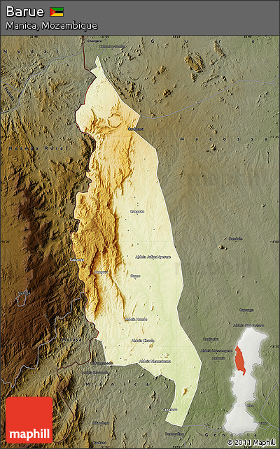 Physical Map of Barue, darken