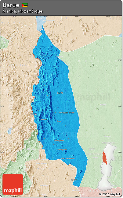 Political Map of Barue, lighten