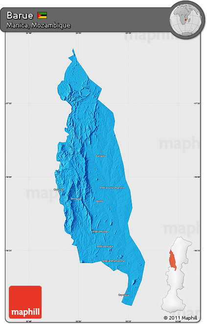 Political Map of Barue, single color outside
