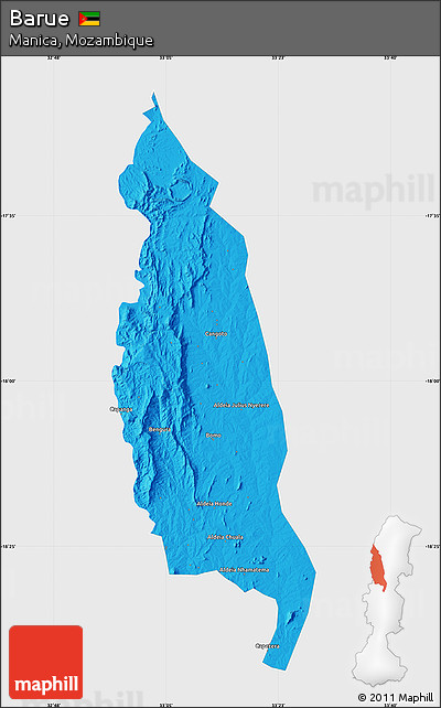 Political Map of Barue, single color outside