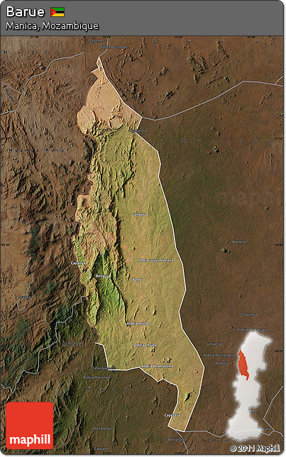 Satellite Map of Barue, darken