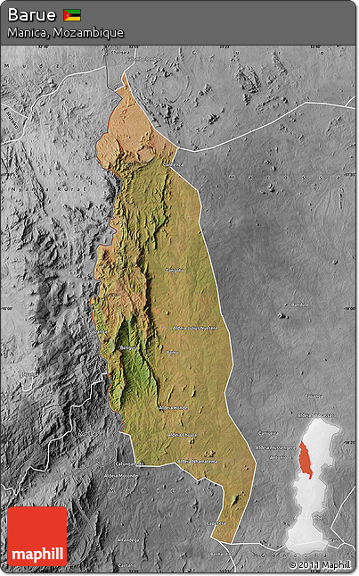 Satellite Map of Barue, desaturated