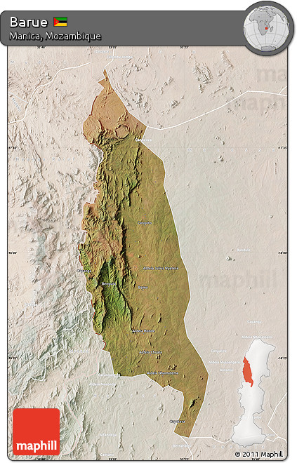 Satellite Map of Barue, lighten