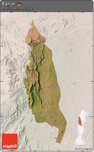 Satellite Map of Barue, lighten