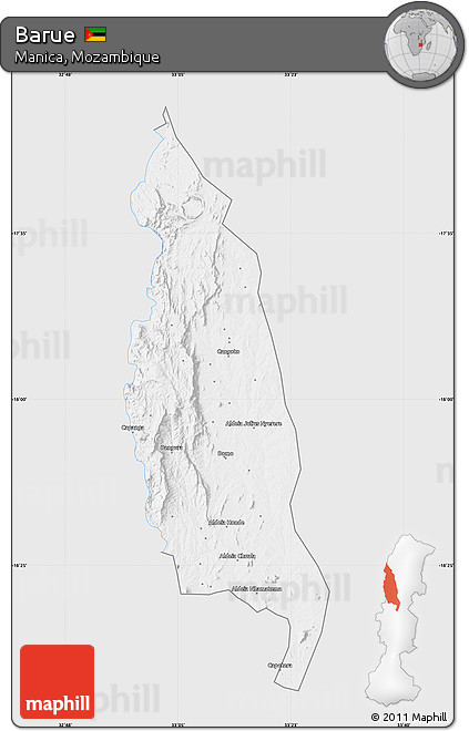 Silver Style Map of Barue, single color outside