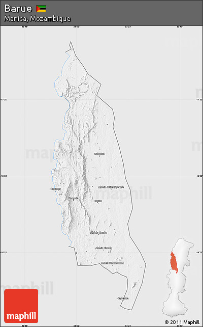 Silver Style Map of Barue, single color outside