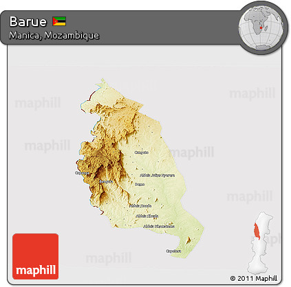 Physical Panoramic Map of Barue, cropped outside