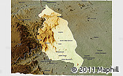 Physical Panoramic Map of Barue, darken