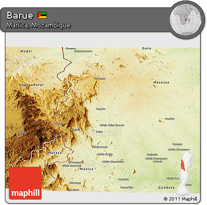 Physical Panoramic Map of Barue