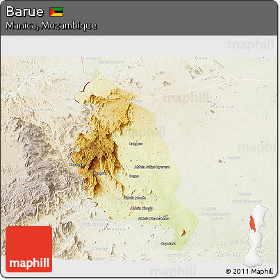 Physical Panoramic Map of Barue, lighten