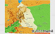 Physical Panoramic Map of Barue, political outside