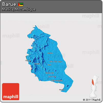 Political Panoramic Map of Barue, cropped outside