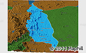 Political Panoramic Map of Barue, darken