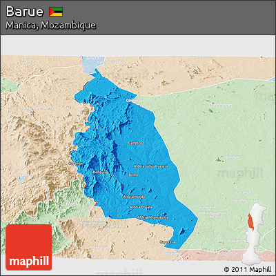Political Panoramic Map of Barue, lighten