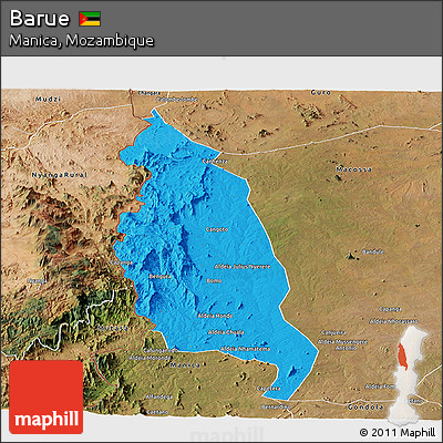 Political Panoramic Map of Barue, satellite outside
