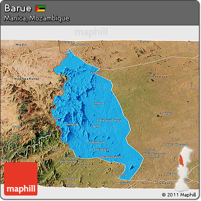 Political Panoramic Map of Barue, satellite outside