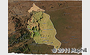 Satellite Panoramic Map of Barue, darken