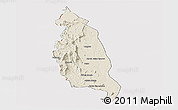 Shaded Relief Panoramic Map of Barue, cropped outside