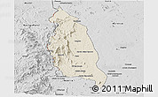 Shaded Relief Panoramic Map of Barue, desaturated