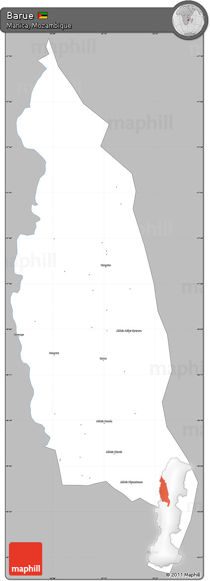 Gray Simple Map of Barue, single color outside