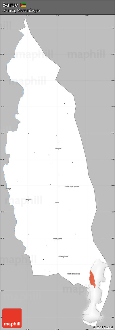 Gray Simple Map of Barue, single color outside