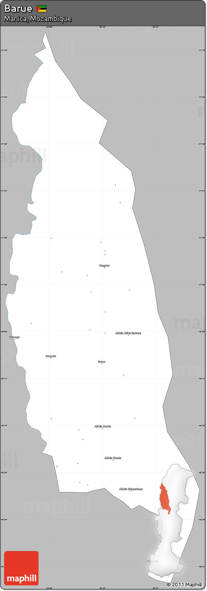 Gray Simple Map of Barue, single color outside