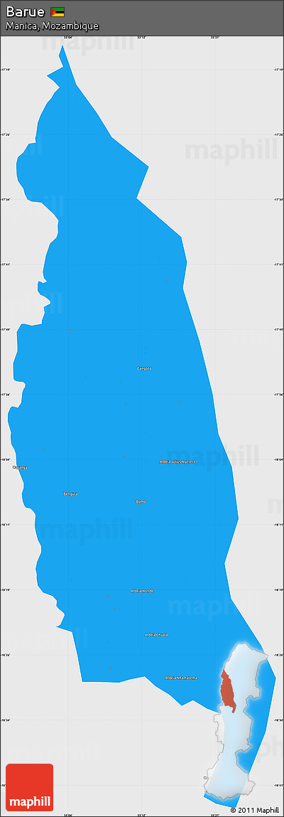 Political Simple Map of Barue, single color outside