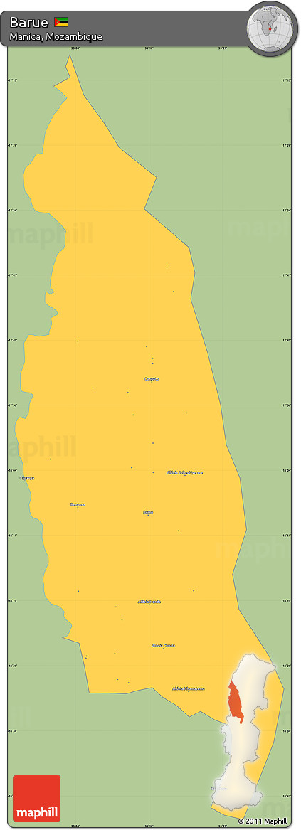 Savanna Style Simple Map of Barue, single color outside