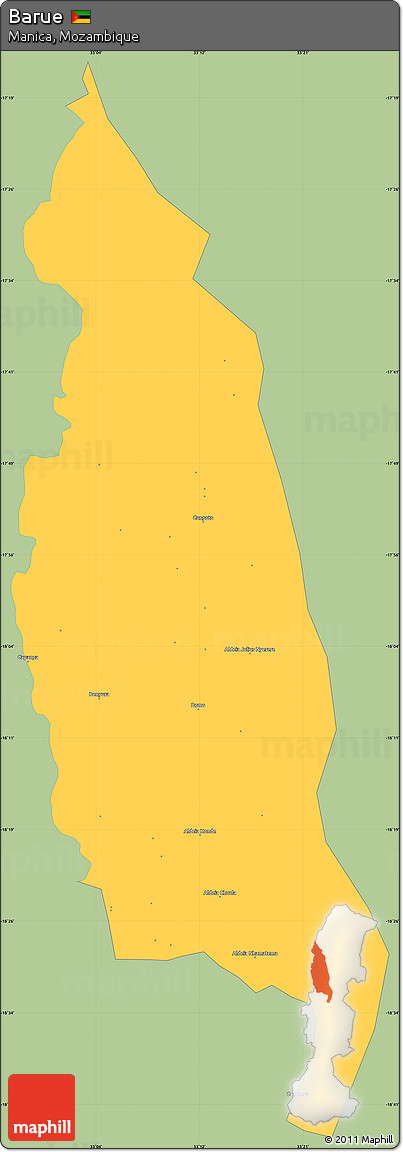 Savanna Style Simple Map of Barue, single color outside