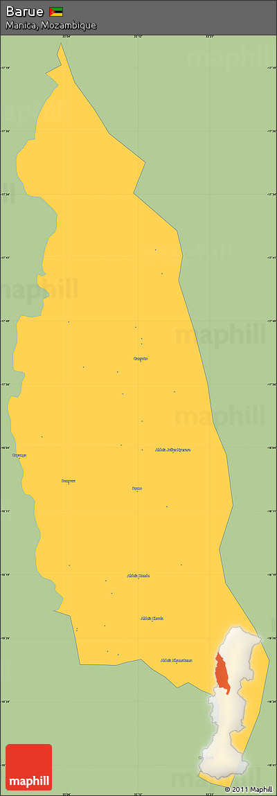 Savanna Style Simple Map of Barue, single color outside