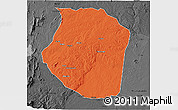 Political 3D Map of Gondola, darken, desaturated