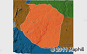 Political 3D Map of Gondola, darken