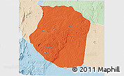 Political 3D Map of Gondola, lighten