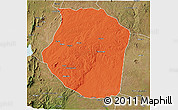 Political 3D Map of Gondola, satellite outside