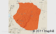 Political 3D Map of Gondola, shaded relief outside