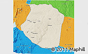 Shaded Relief 3D Map of Gondola, political outside