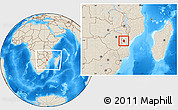 Shaded Relief Location Map of Gondola, within the entire country