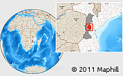 Shaded Relief Location Map of Gondola, highlighted country, highlighted parent region