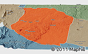 Political Panoramic Map of Gondola, semi-desaturated