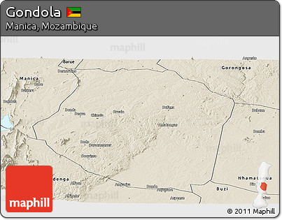 Shaded Relief Panoramic Map of Gondola