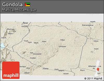 Shaded Relief Panoramic Map of Gondola
