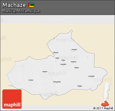 Classic Style 3D Map of Machaze, single color outside